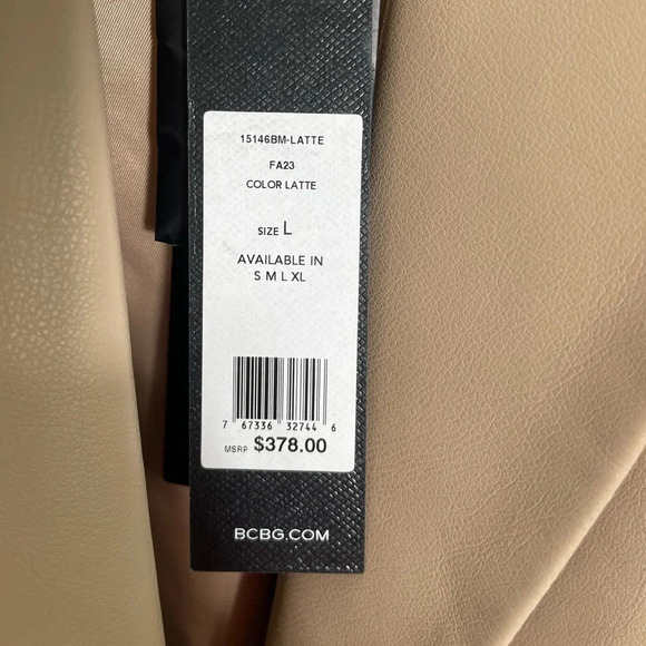 NWT BCBGMaxAzria Tan Latte Faux Leather Heavy Oversized Blazer Jacket - Picture 6 of 16